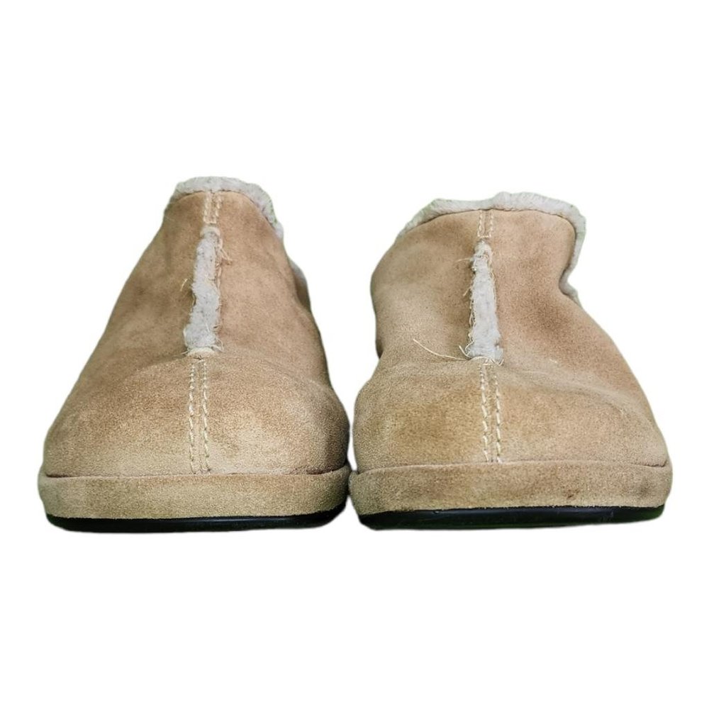 Suede wedge slip on's with sherpa lining